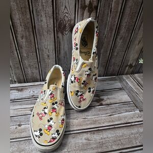 Disney Kids Slip-On Sneakers - Beige with Mickey Mouse Print